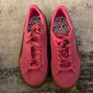 Pink Suede Platform Pumas